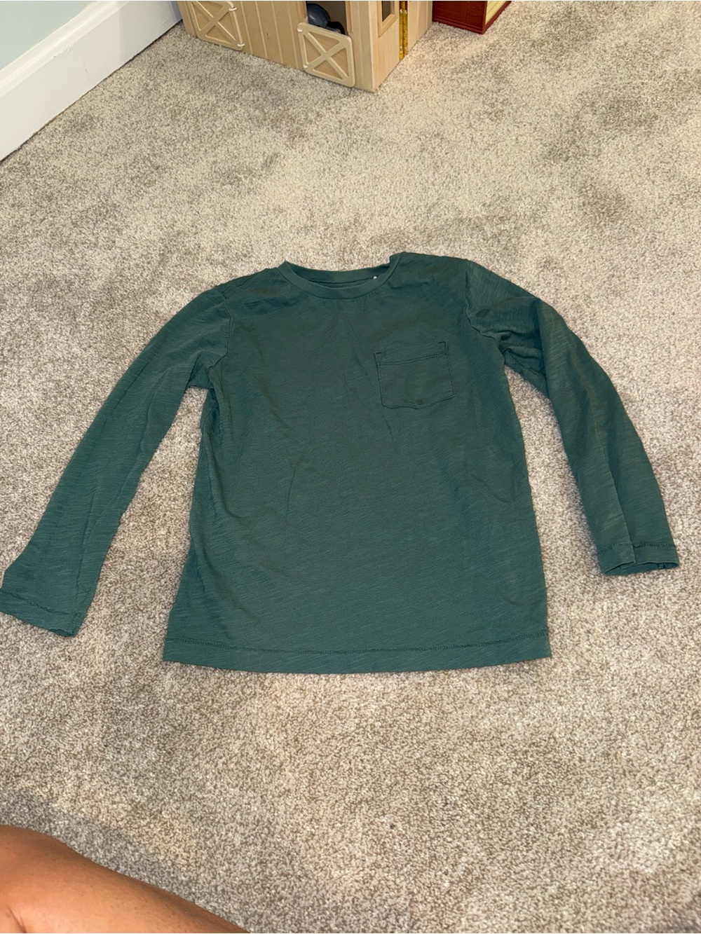 Mini Boden Dark Green Long-Sleeve Pocket Tee